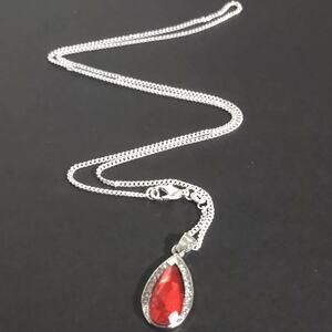 Vampire Queen Necklace Blood Drop Tear Halloween Gothic Sterling Silver Chain
